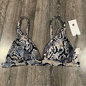 NWT Shade & Shore Triangle Blue Snake Print Bikini Top Size M (8-10)